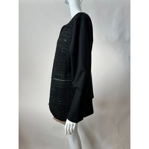 Chicos Open-Front Black Tweed Jacket Sz 2 - Picture 11 of 16